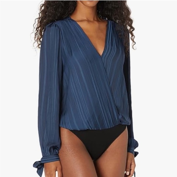 PAIGE Tops - PAIGE Navy Blue Wrap Bodysuit